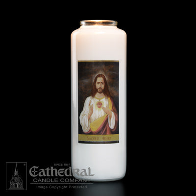 SACRED HEART 6 DAY GLASS CANDLE