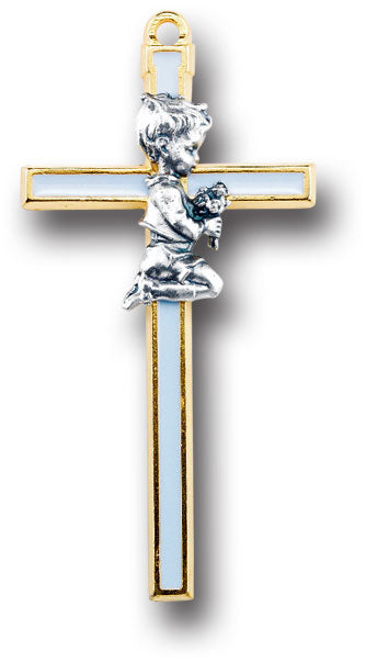 LIGHT BLUE ENAMELED CROSS