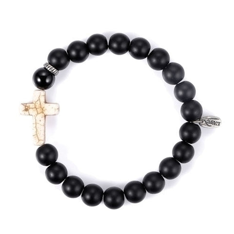 222647  Men's Black Wood and Onyx Bracelet