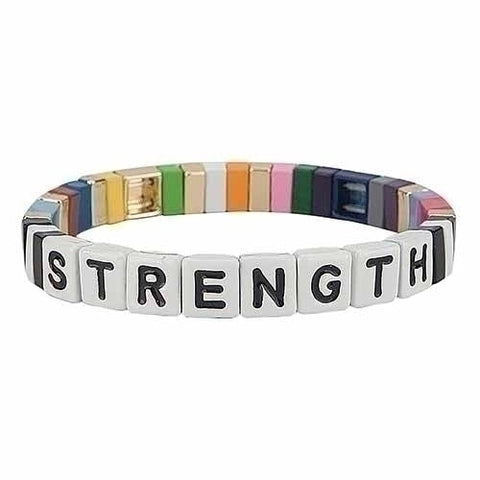 7"L TILE BRACELET/ STRETCH/STRENGTH/LOVE  FAITH AND HOPE