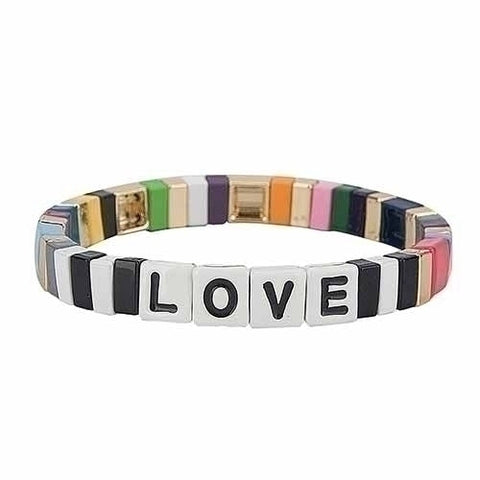 7"L TILE BRACELET/ STRETCH/STRENGTH/LOVE  FAITH AND HOPE