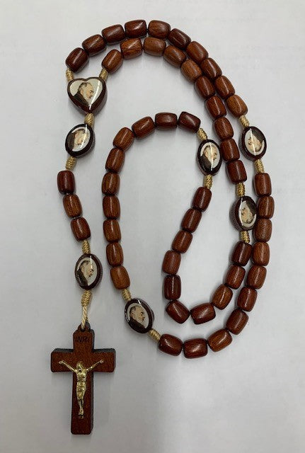 WOOD ROSARY PADRE PIO