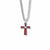 3/4 Inch Sterling Silver and Glass Crystal July Birthstone Baguette Cross Necklace