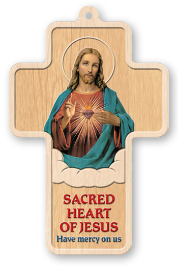 SACRED HEART OF JESUS LASER ENGRAVED CROSS