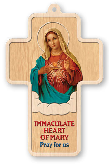 IMMACULATE HEART OF MARY LASER ENGRAVED CROSS