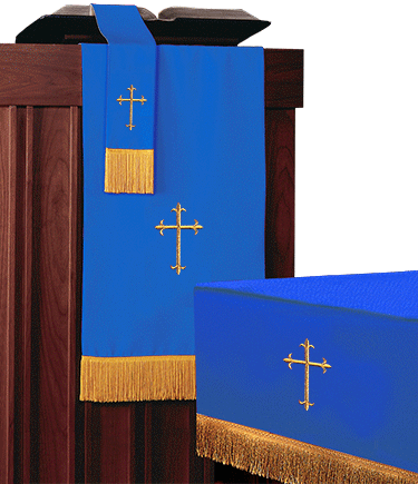 3pc Parament Set Blue/White Crosses 11714 - Altar Linens, Parament - Patrick Baker & Sons