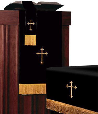 3pc Parament Set Black/White Crosses 11715 - Altar Linens, parament - Patrick Baker & Sons