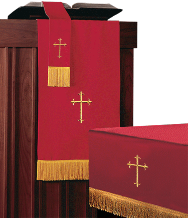 3pc Parament Set Red/White Crosses 11718 - Altar Linens, Popular - Patrick Baker & Sons