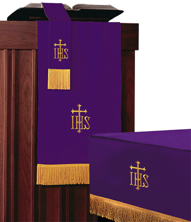3pc Parament Set Hunter/Purple Symbols 12961 12691 - Altar Linens, Parament - Patrick Baker & Sons