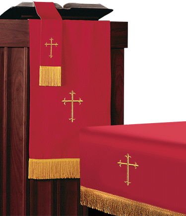 3pc Parament Set Red/White Crosses 15081 - Altar Linens, Parament - Patrick Baker & Sons