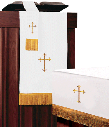 3pc Parament Set Blue/White Crosses 11714 - Altar Linens, Parament - Patrick Baker & Sons