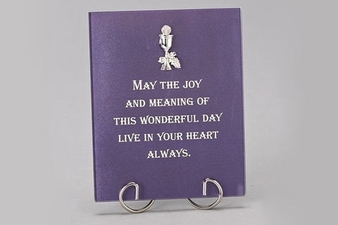 5.75"H BLUE GLASS PLAQUE
