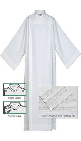 Front Wrap Alb, 100% Polyester 437/L -  438/L  With Lace Inserts