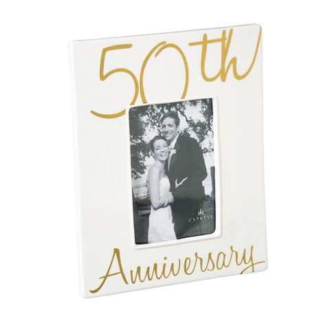 50th Anniversary 4x6 Ceramic Picture Frame