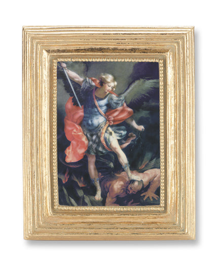 ST. MICHAEL GOLD STAMPED PRINT IN GOLD FRAME