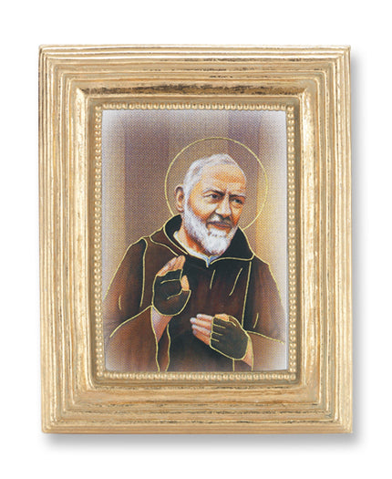 ST. PIO GOLD STAMPED PRINT IN GOLD FRAME