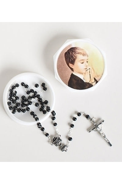 46468 First Communion Boy Rosary Box with Black Rosary