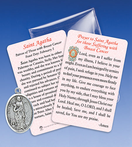 48 312 01 St Agatha/Breast Cancer Healing medal with Prayer Card