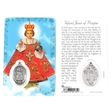 Infant Jesus of Prague, Prayer Card With Medal