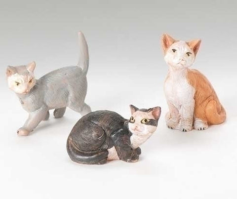 5" SCALE 3 PC SET CAT FAMILY NATIVITY FIGURES