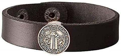 St. Benedict Leather Bracelet-Brown or Black