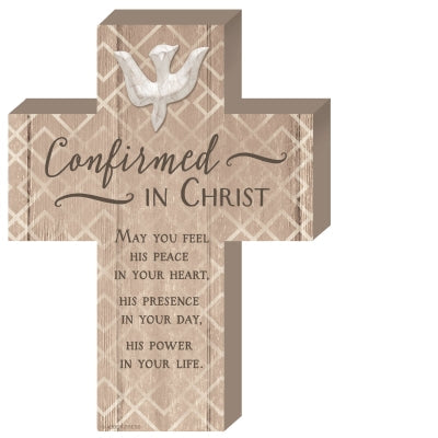 57673 CONFIRMATION WOOD CROSS WITH EASEL BOXED