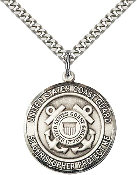 Sterling Silver COAST GUARD/St. Christopher Pendant
