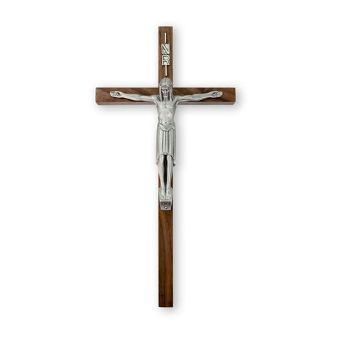 61P-12W2---12" Walnut Cross With Pewter Corpus