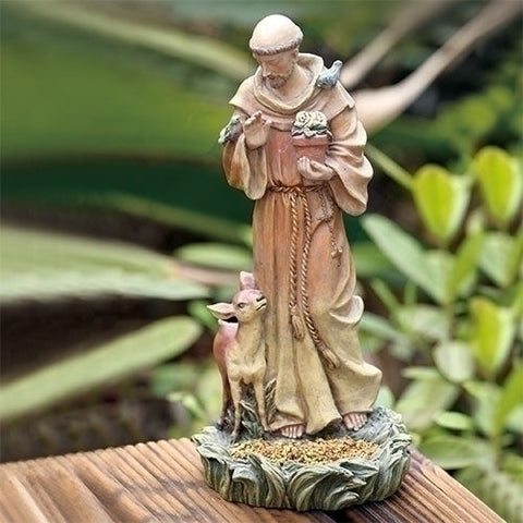 12"H ST FRANCIS BIRDFEEDER GARDEN STATUE