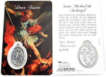 Saint Michael - Sister Prayer Card With Medal