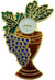 Chalice with Grapes and Wheat 1 Inch Gold Plate with Enamel First Communion Lapel Pin