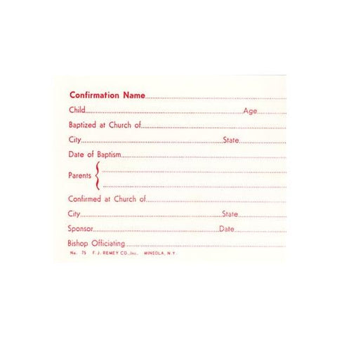 75 Confirmation Name Card