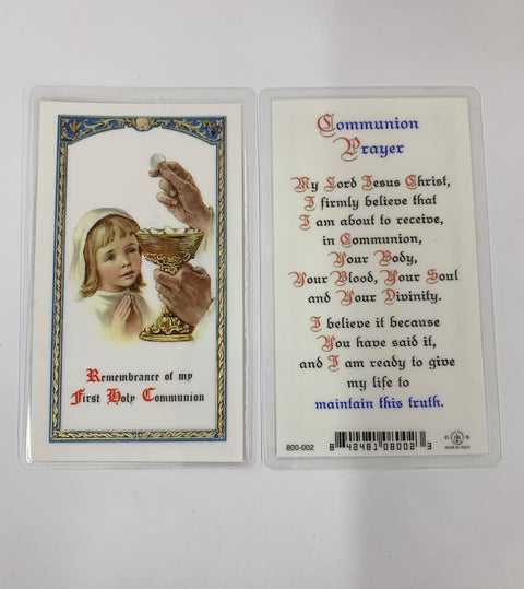 800-001 GIRL COMMUNION PRAYER CARD
