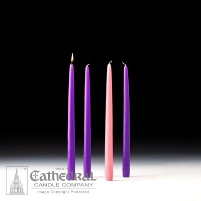 Advent Tapers Box of 4 - 12" 3 Purple, 1 Rose