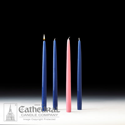 Advent Tapers Box of 4 - 12" 3 Blue, 1 Rose