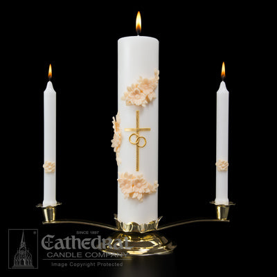Holy Matrimony Gold and Cream Unity Candle Set - Candles - Patrick Baker & Sons