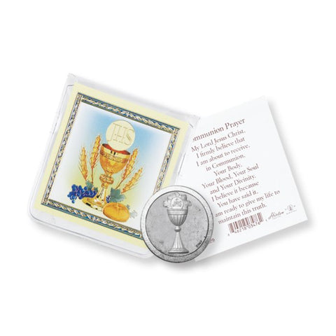 968-690  First Communion Pocket Coin with a Holy Card in a Clear Pouch