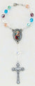 SAINT CHRISTOPHER MULTI COLOR GLASS BEADS AUTO ROSARY