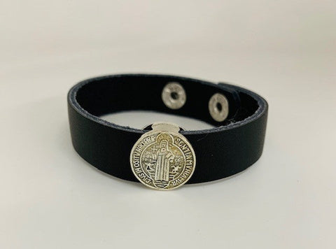 St. Benedict Leather Bracelet-Brown or Black
