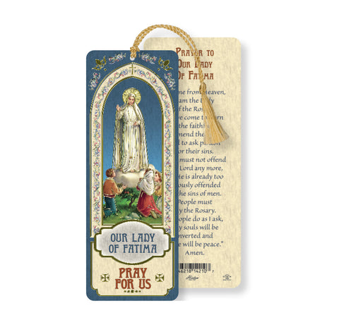 OUR LADY OF FATIMA LAMINATED BOOKMARK WITH TASSEL