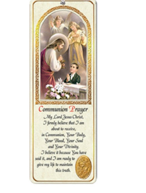 BOOKMARK COMMUNION PRAYER BOY W/GOLD TASSEL