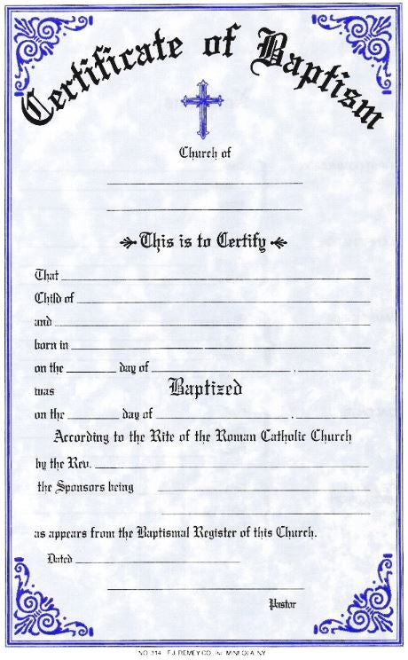 314  Baptism Certificate