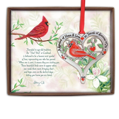 Cardinal Heart Memorial Ornament