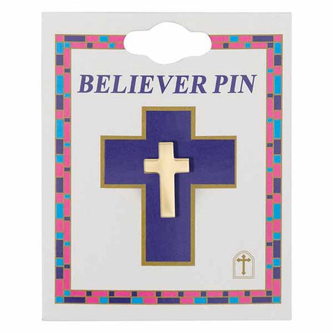 SJ1352  Cross Pin Gold-Plated Lapel Cross Believer Pin