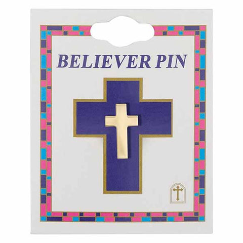 SJ1352  Cross Pin Gold-Plated Lapel Cross Believer Pin