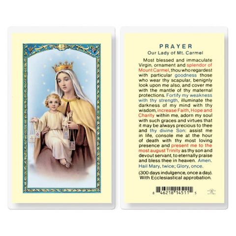 Our Lady of Mount Carmel Holy Card