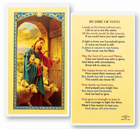 IN THE TIME OF LOSS LAMINATED HOLY CARD