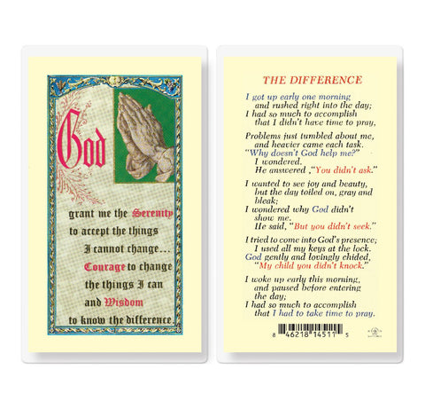 The Difference with Serenity Holy Card