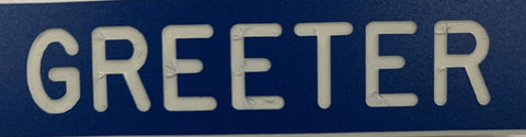 BLUE GREETER PIN