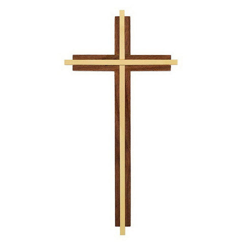 JC-1126  Walnut Cross with Gold Inlay - 8-Inch